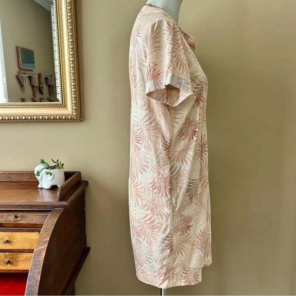 Faherty Linen Gemina Shift Dress Blue Blush Pink Palm Print Short Sleeve Size S - Picture 8 of 16